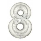 Фолиев балон с клечка цифра “Осем“ сребро 30СМ