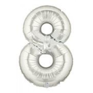 Фолиев балон с клечка цифра “Осем“ сребро 30СМ