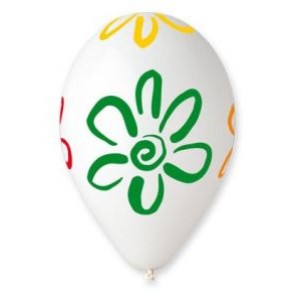 Балон пастел,бял “Цветя“ GS110, 30СМ