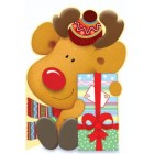 Картичка и плик ЕC “Рудолф и коледен подарък “ 112X175ММ