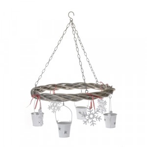  Висяща декорация снежинки и свещници  48Х75CM