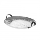 Никелиран поднос с кожени дръжки,50х38