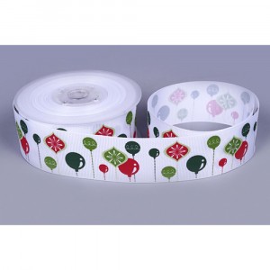 Панделка плат бяла коледни орнаменти,3.8CMХ20Y