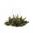 Коледна аранжировка елхови клонки и 3 свещи 36Х22CM