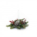 Коледна аранжировка елхови клонки и 1 свещ 24Х22CM