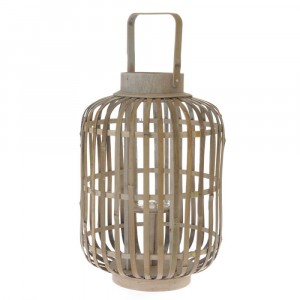 Плетен фенер, кафе, ф 28х40 см