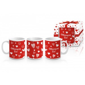 Чаша с кутия “ Обичам те“ сърца 300ml(1X12)