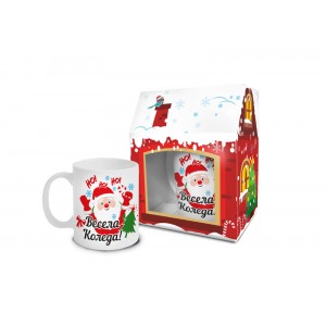Чаша с кутия - къща, Дядо Коледа300ml(1X6) 