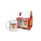 Чаша с кутия - къща и Рудолф “Весела Коледа“ 300ml(1X6) 