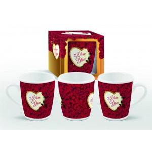 Чаша с кутия  рози “ I love you“,300ml(1X12)