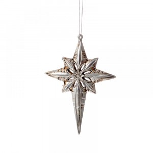  Висящ пластик орнамент снежинка2 сребро 11Х1Х15CM