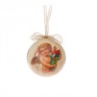 Коледна топка с картинка принт ангелче бежаво 10 CM