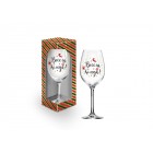 Голяма Коледна чаша за вино, 600мл, с надпис брокат“Весела Коледа!“