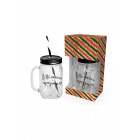 Коледен буркан, 450мл с надпис брокат“Весела Коледа!“