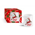 Чаша с кутия елен червенo - зелено “Весела Коледа !“,300ml
