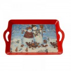 Коледен поднос пластик правоъгълен Снежковци 46Х31CM