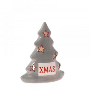 Керамичен светилник елха сиво-червено 18CM