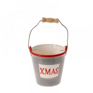 Керамична кофа сиво-червено D13Х13CM