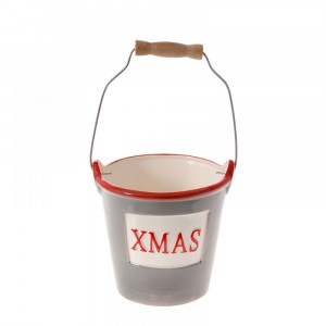 Керамична кофа сиво-червено D10Х10CM