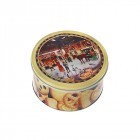 Метална кутия кръг коледна сцена бисквити D14Х8CM