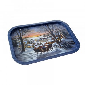 Метален поднос правоъгълен Снежна приказка 40Х29CM