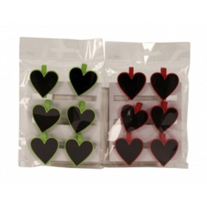 Щипки сърца за надписване, к-т от 6бр,4.7CM