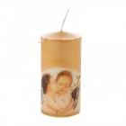 Коледна свещ, ангели, крем, 7х14 см