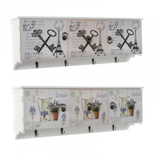 Шкафче дърво със закачалки декор, 68Χ14Χ24СМ