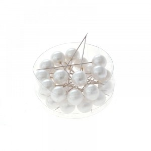 Перли за забождане к-т от 24бр  бели,6 CM