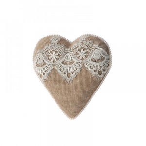 Сърце плат и дантела 21CM.