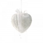 Сърце висящо с дантела бяло 21СМ