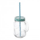 Буркан със сламка и дръжка син, 10Х13СМ