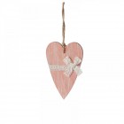 Сърце дърво розово с панделка 13Х20CM