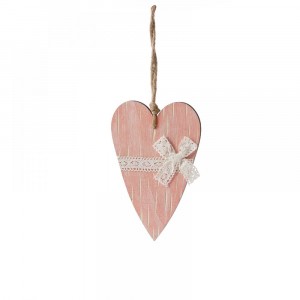 Сърце дърво розово с панделка 13Х20CM