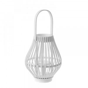 Бамбуков свещник бял D21Х26СМ