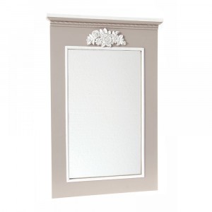 Дървено огледало, бяло/кафяво, 37X59CM