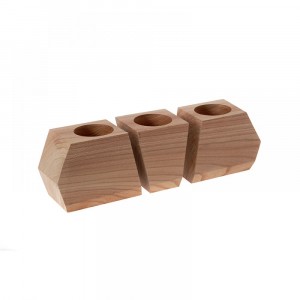 Дървен свещник от 3 части, натур, 32X8X10cm