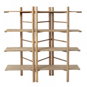 Дървен параван със стелажи, 187х158 см