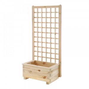 Дървен параван с цветарник, натурал, 65х140 см