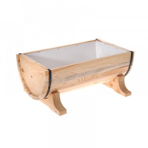 Дървен цветарник, варел, 60х33х22 см