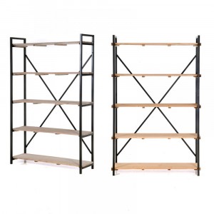 Дървен стелаж с 5 рафта, 123х32х190 см