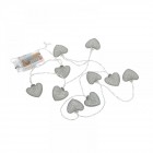 Гирлянд с батерии, сребърни сърца, LED, 4см, 160 см