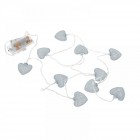 Гирлянд с батерии, бели сърца, LED, 4см, 160 см