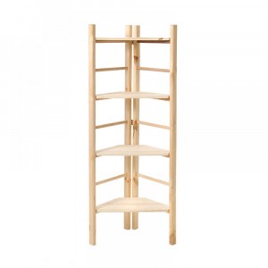 Дървен ъглов стелаж с 4 рафта, 60х160см