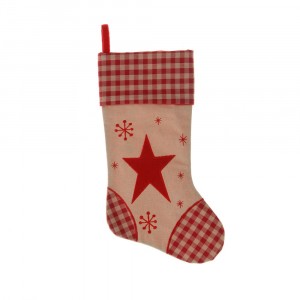 Ботуш за подарък, звезда, червено и екрю, 45 см
