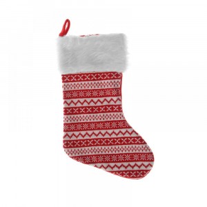 Ботуш за подарък, червена и бяла шарка, 45 см