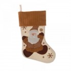 Ботуш за подарък, бяло и кафяво, Дядо Коледа, 45 см