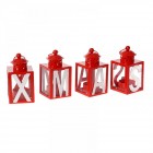 Коледни метални свещници, X M A S, червени, S/4, 7X7X11.5