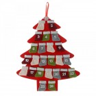 Календар плат, коледна елха, червена, 57х71 см