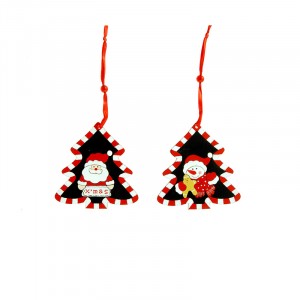 Дървени висулки елхи, червено и черно, 2 модела, 10 см